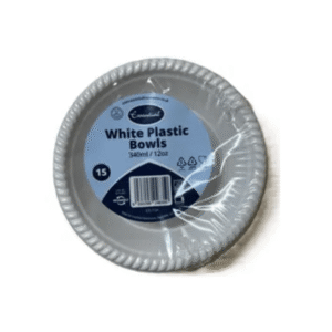 essential 12oz reusable plastic white bowls