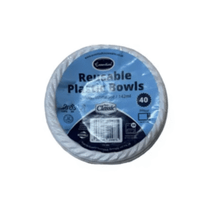 essential 5oz reusable plastic white bowls