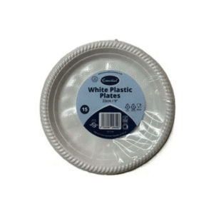 essential 9'''' white 23cm reusable plastic plates