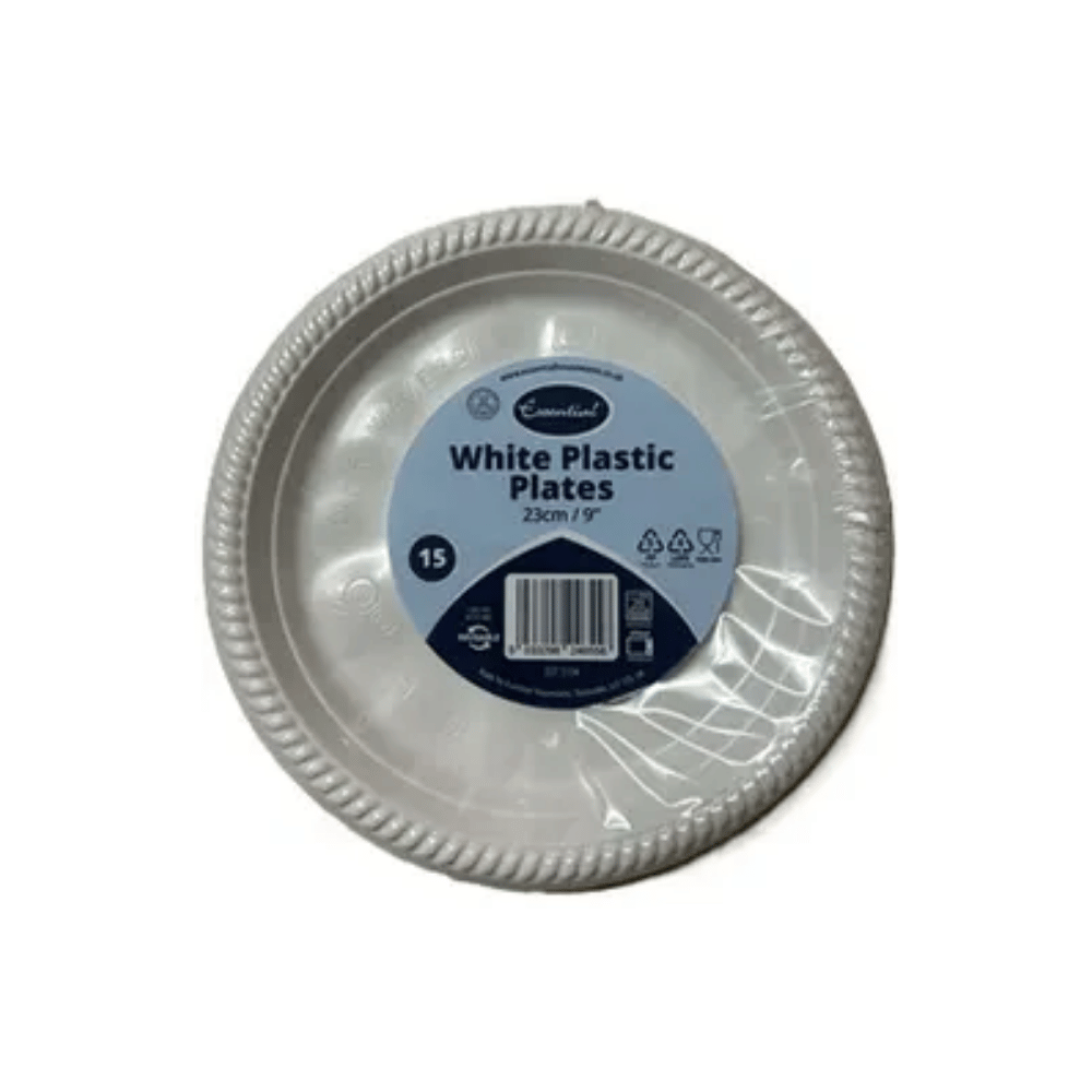 essential 9'''' white 23cm reusable plastic plates essential 9'''' white 23cm reusable plastic plates