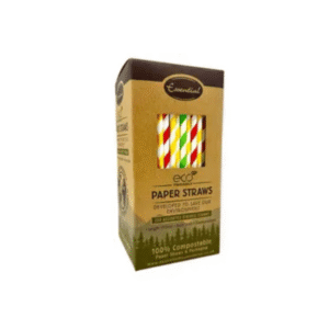 essential assorted striped paper straws
