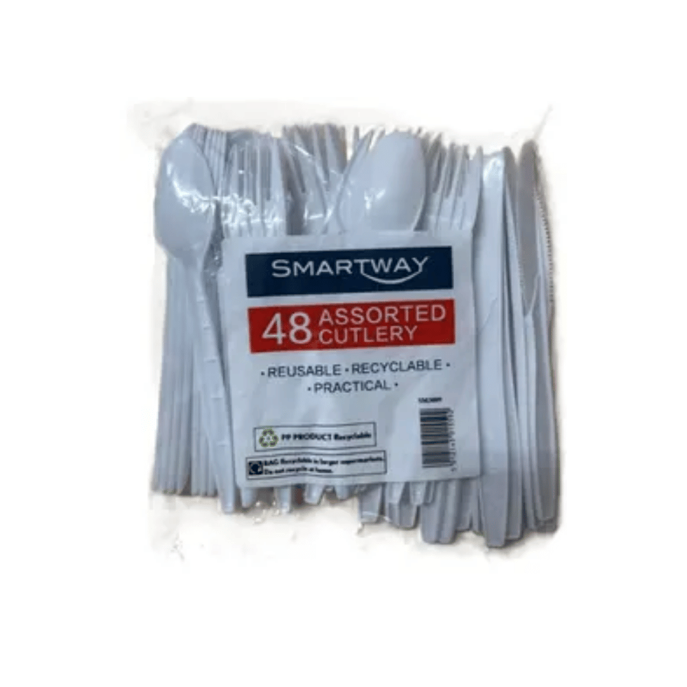 smartway white plastic assorted cutlery reusable smartway white plastic assorted cutlery reusable